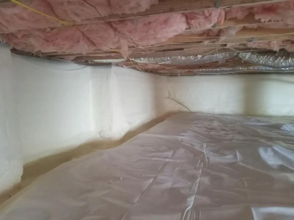 Crawl space encapsulation with closed-cell spray foam for Roof Leak Repair in Bedford Heights
